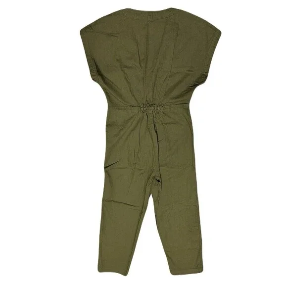 NEW Madewell Womens Size XS Kale Green Cap Sleeve Cotton Utility Jumpsuit $138 - Picture 8 of 10
